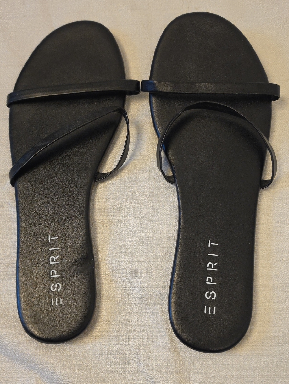 Esprit Black Minimalist Double-Strap Slide Summer Sandals Size 9.5M